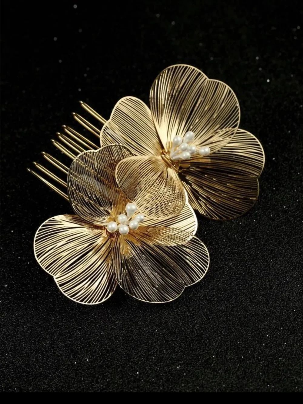 Gold Floral Wire Hair Comb R757